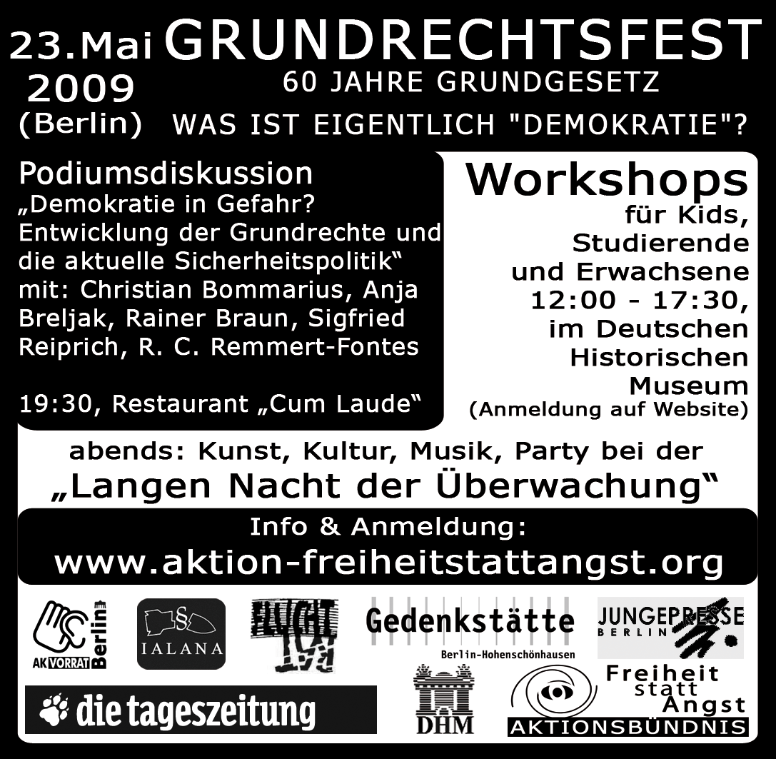 Grundrechtsfest 2009 - Zeitungsanzeige